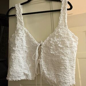Zara White Textured Crop Top